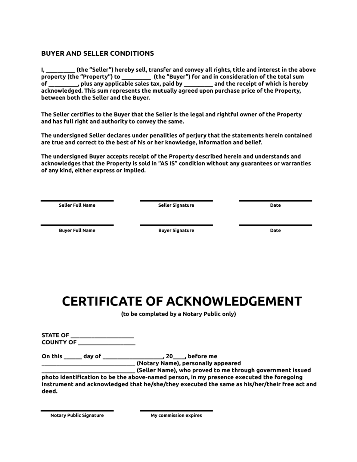 Bill of Sale For Boat - World of Printables