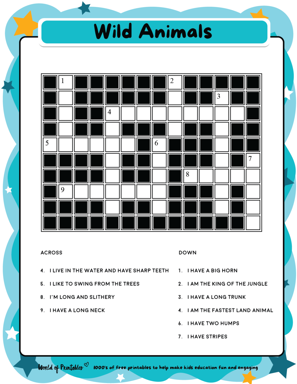 Printable Kids Crossword Puzzles - World of Printables