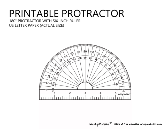 Printable Protractor 180 - US Letter