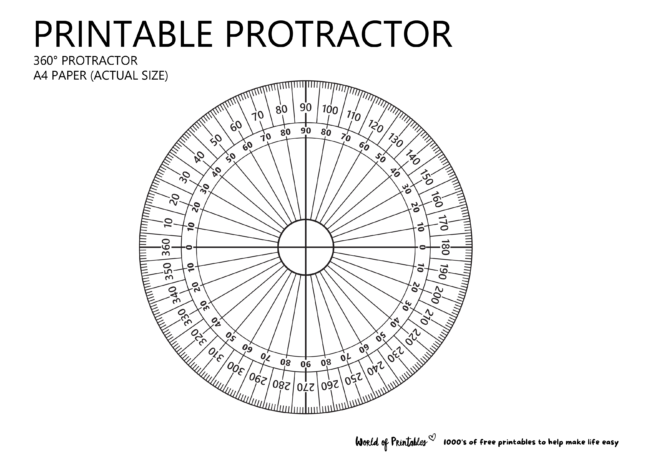 Printable Protractor 360 - A4