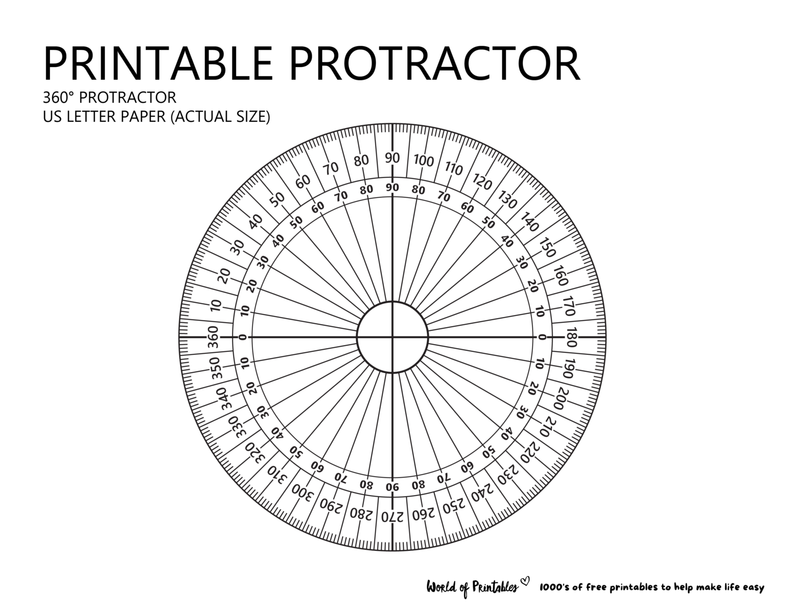 Printable Protractor - World of Printables