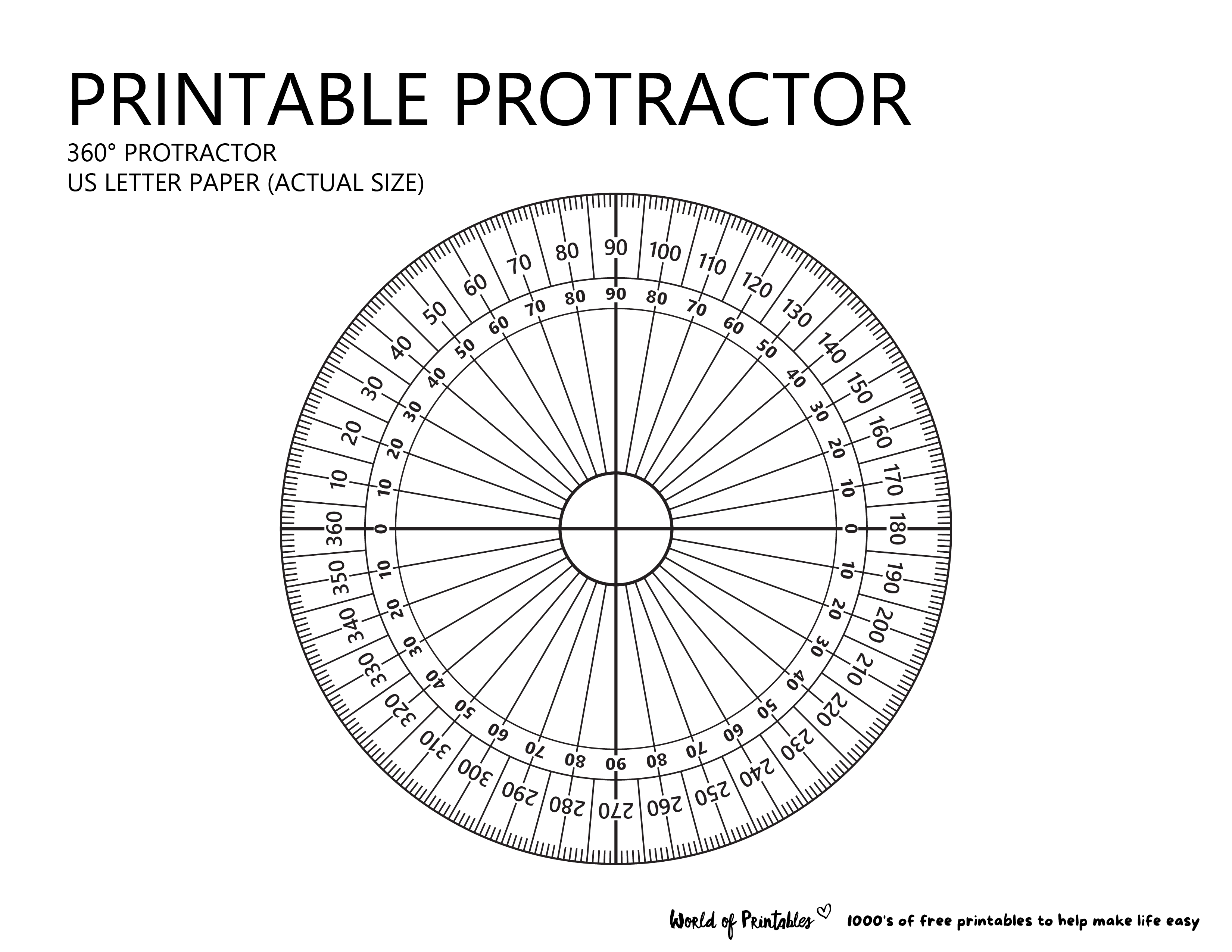 Printable Protractor World Of Printables