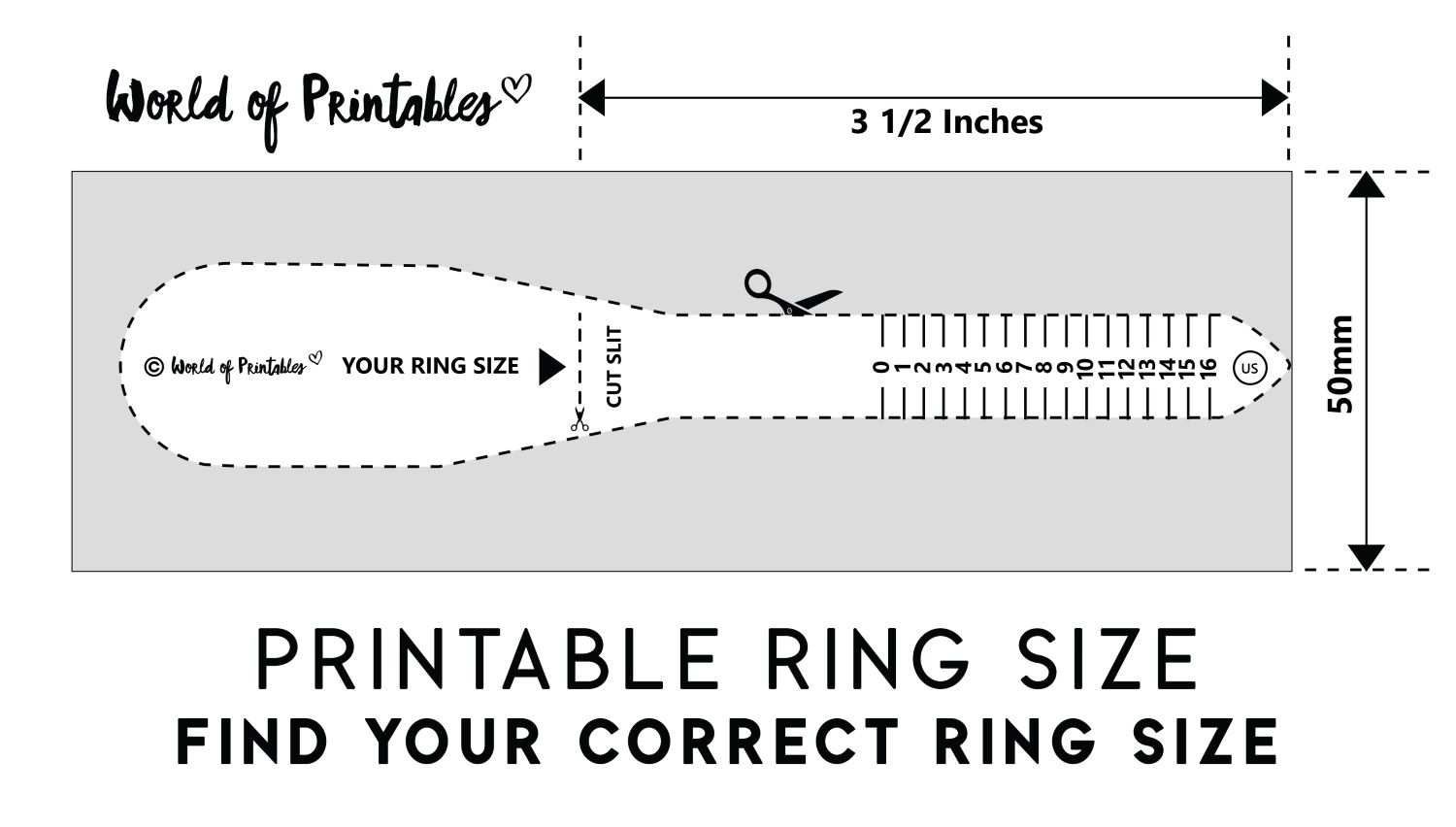 woensdag fiets moeilijk tevreden te krijgen Printable Ring Size Chart - Find Your Ring Size Easy - World of Printables