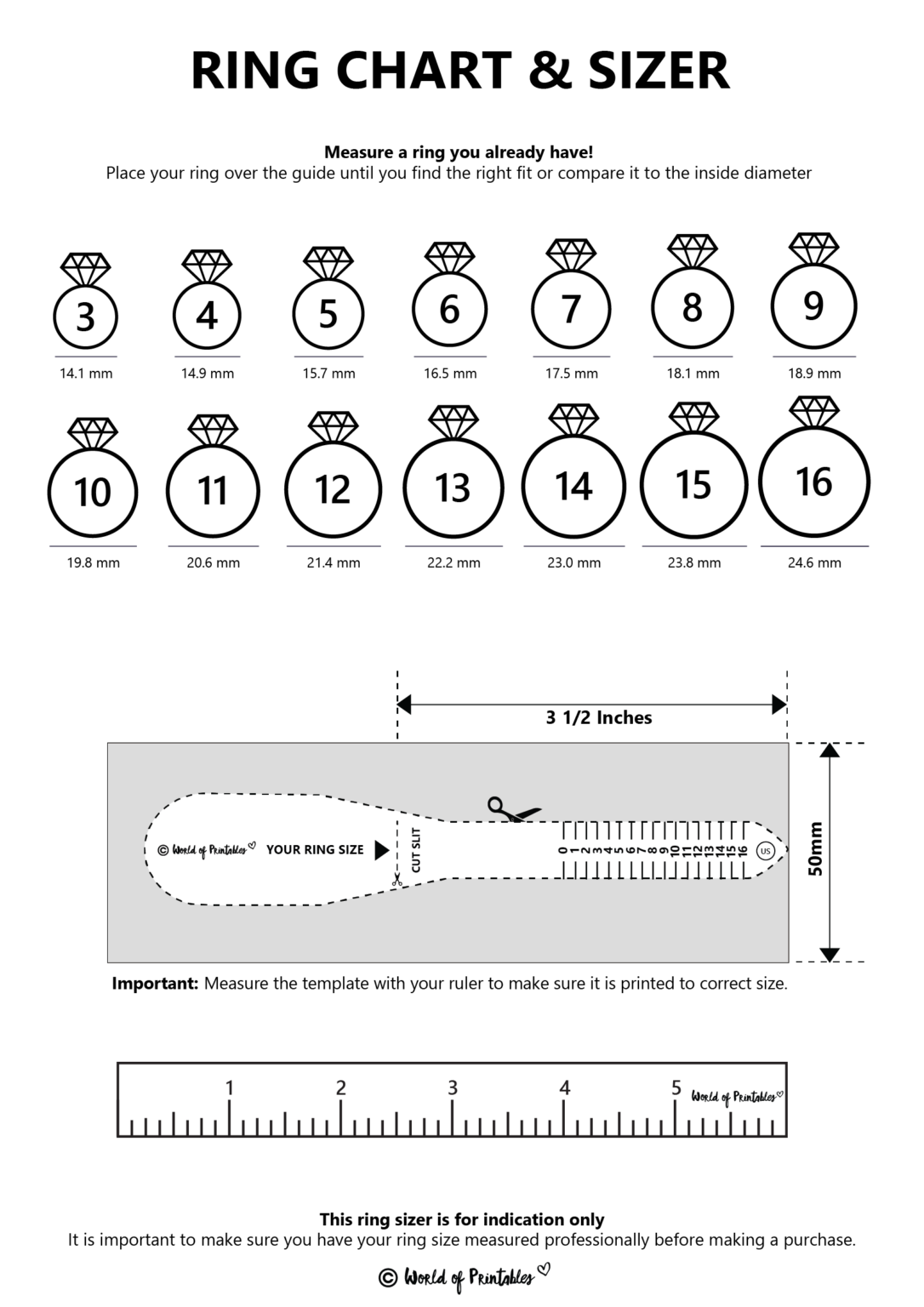 Printable Ring Size Chart Find Your Ring Size Easy World Of Printables