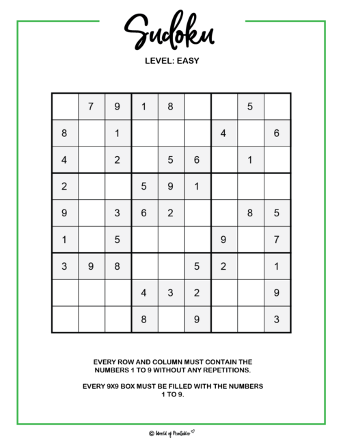 Printable Sudoku Easy