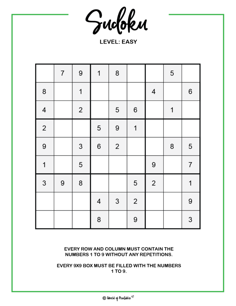 Printable Sudoku - 100+ Puzzles From Easy To Hard - World of Printables