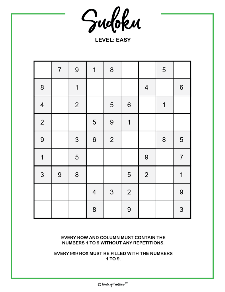Printable Sudoku - 100+ Puzzles From Easy To Hard - World of Printables