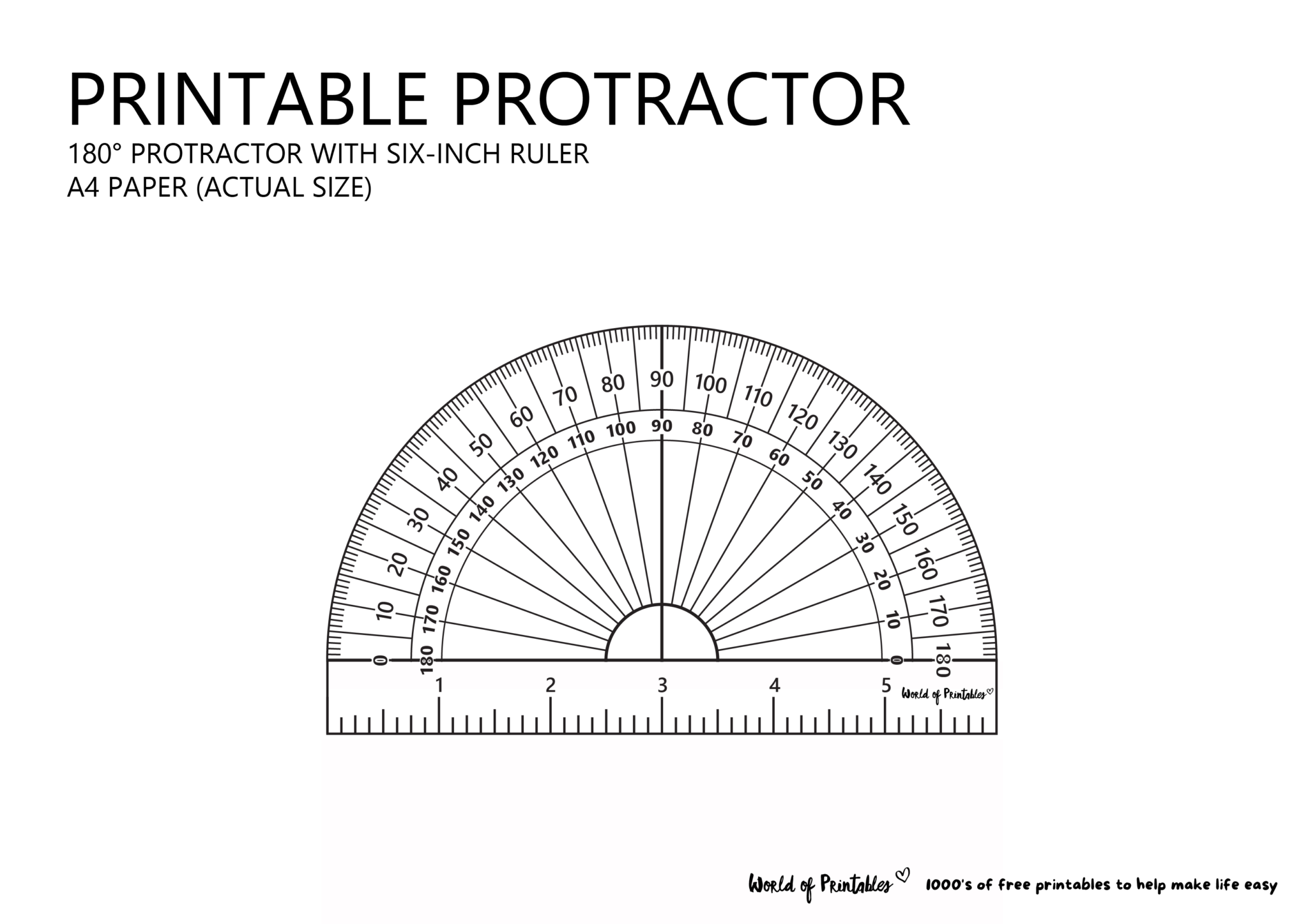 Printable Protractor World of Printables