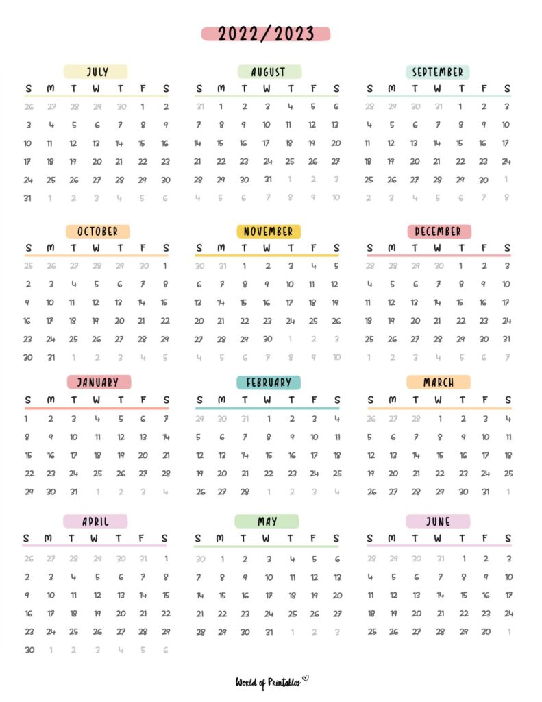Simple 2022 2023 School Year Calendar