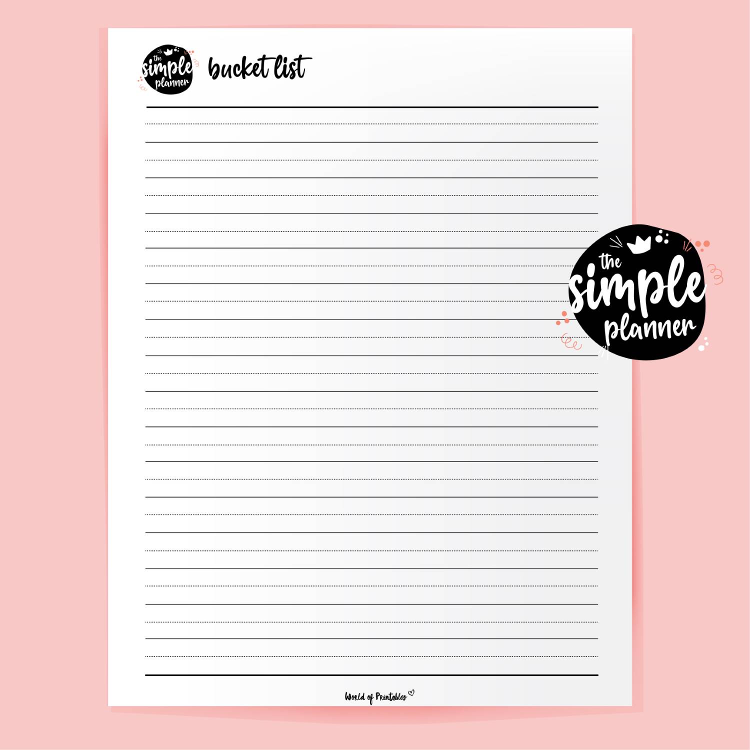 Simple Planner Bucket List