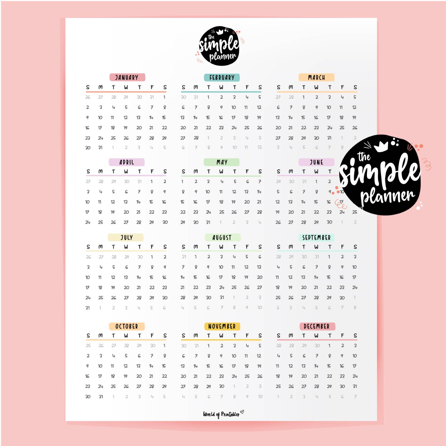 Simple Planner Calendar