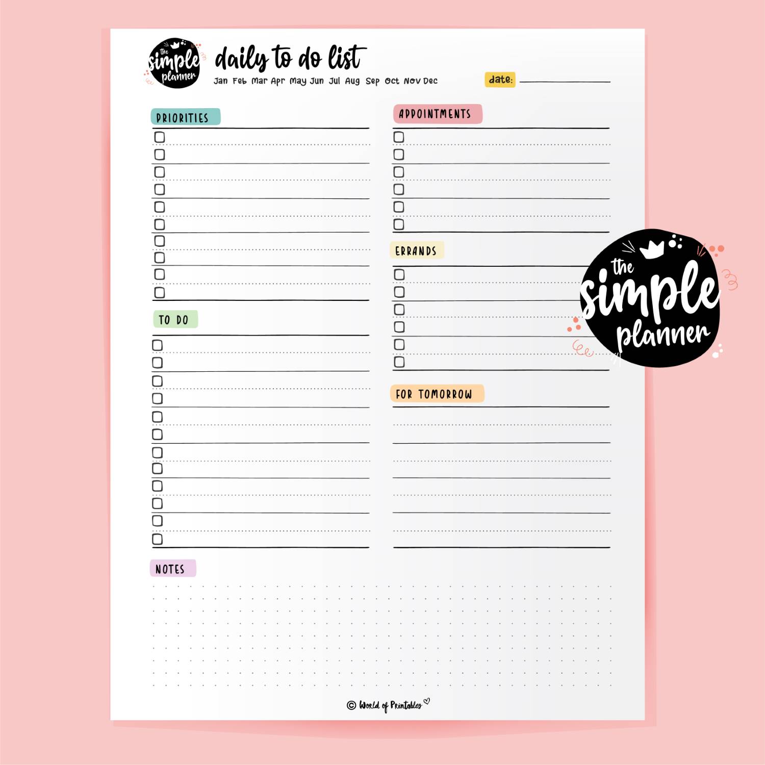 Simple Planner Daily To Do List