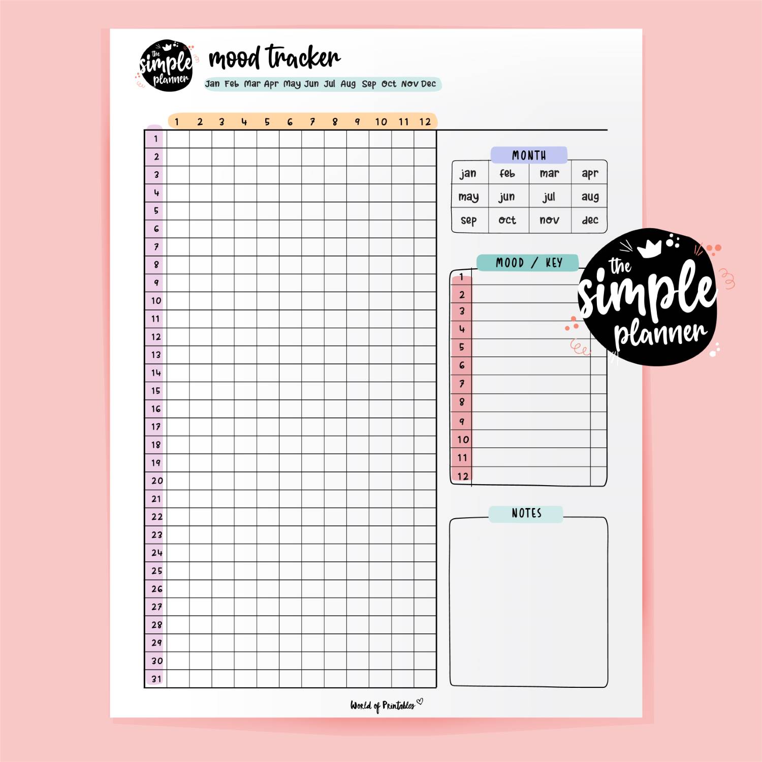 Simple Planner Mood Tracker