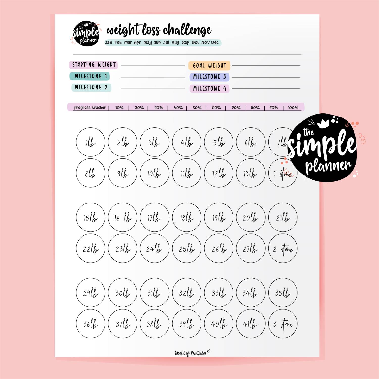 Simple Planner Weight Loss Challenge