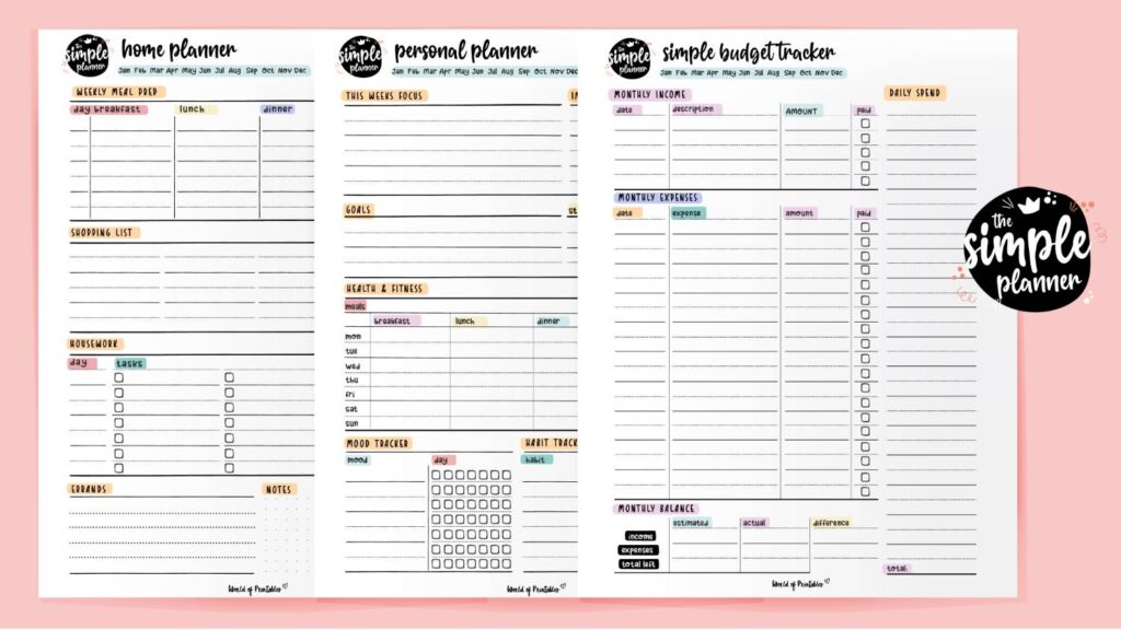 Simple Planner set of 3