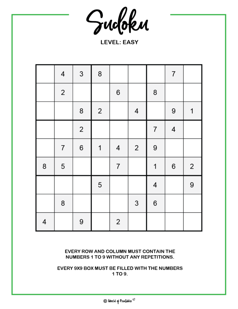 Printable Sudoku - 100+ Puzzles From Easy To Hard - World of Printables