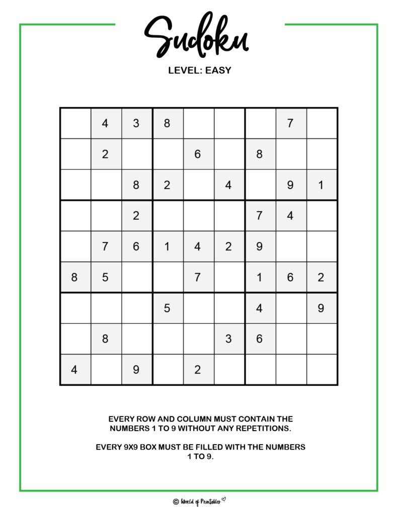 Printable Sudoku - 100+ Puzzles From Easy To Hard - World of Printables