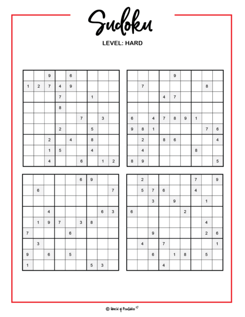 Sudoku Hard Game