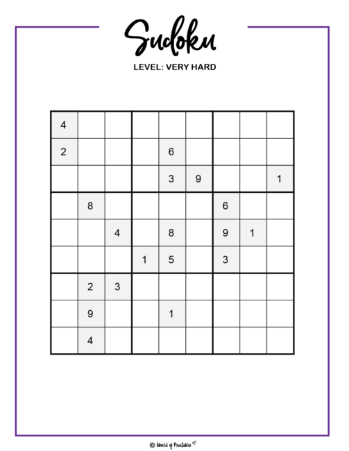 Sudoku Puzzle Very Hard
