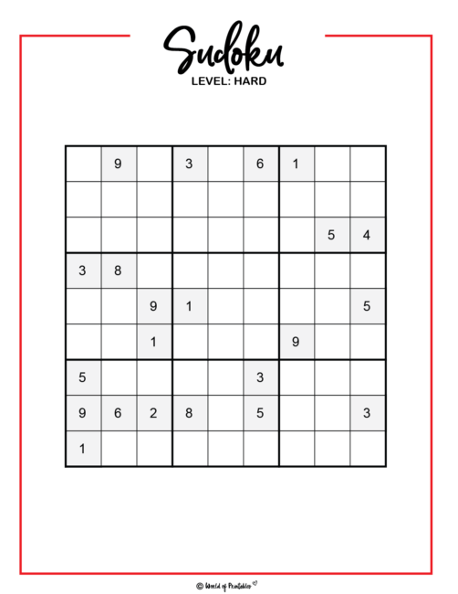 Printable #Difficult #Sudoku  Sudoku puzzles, Sudoku, Hard puzzles