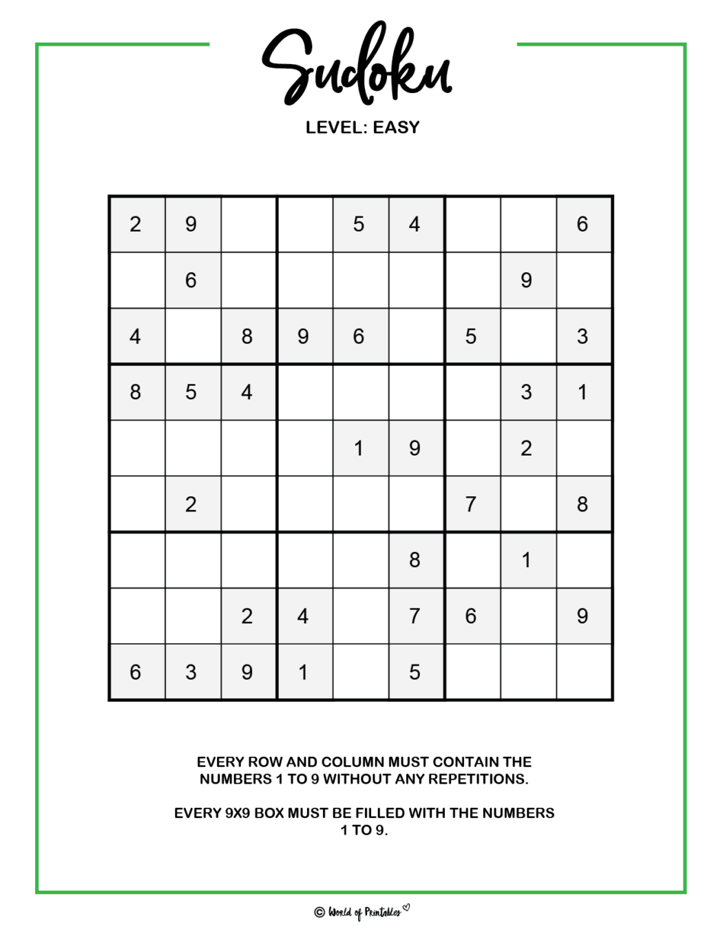 Printable Sudoku - 100+ Puzzles From Easy To Hard - World of Printables
