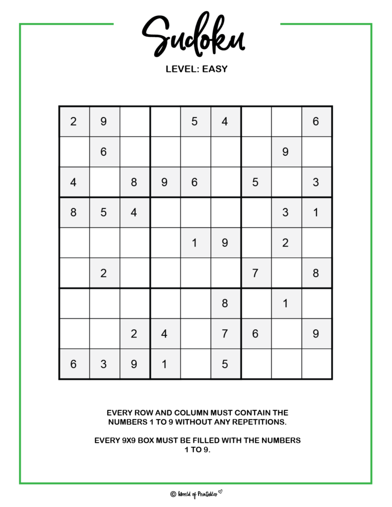 Printable Sudoku - 100+ Puzzles From Easy To Hard - World of Printables
