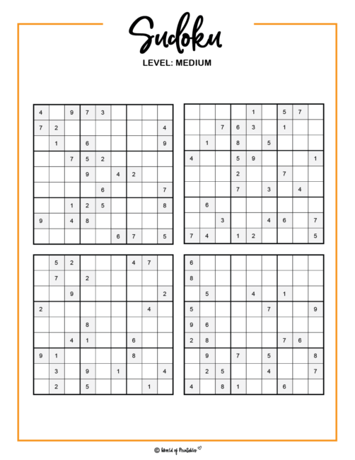 printable sudoku 100 puzzles from easy to hard world of printables