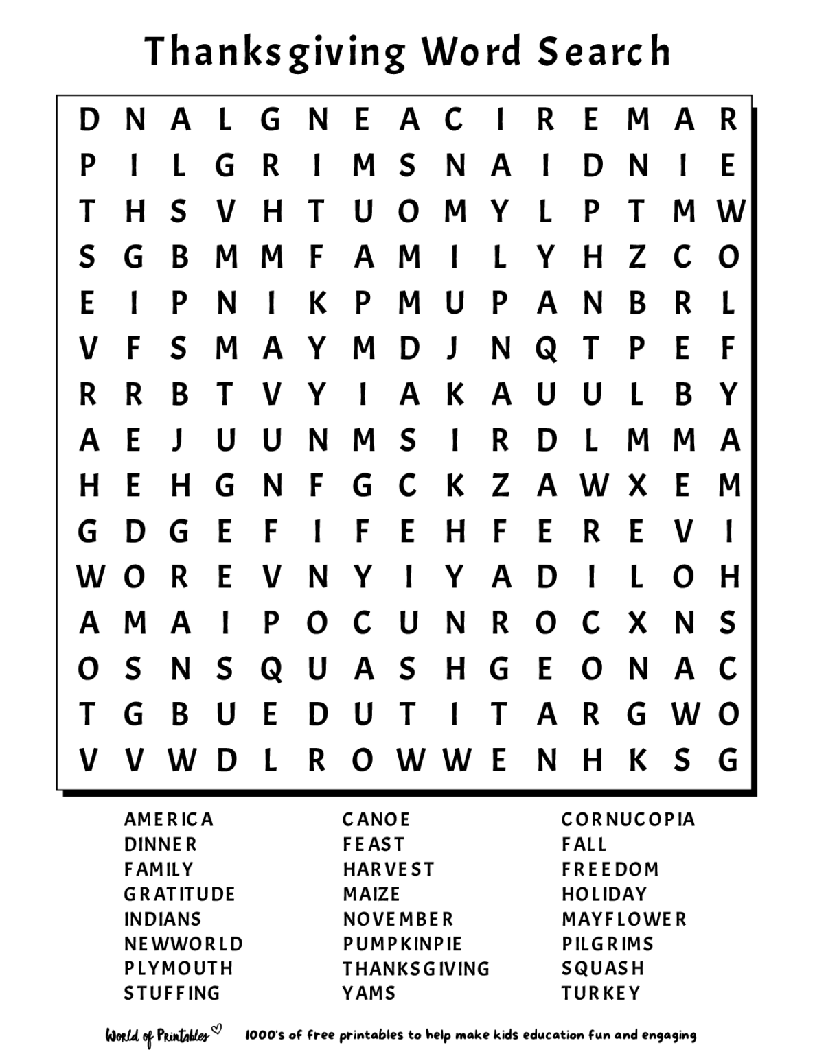 Printable Word Search 