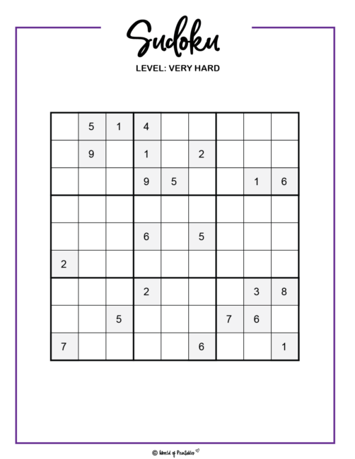 Very Hard Free Online Sudoku