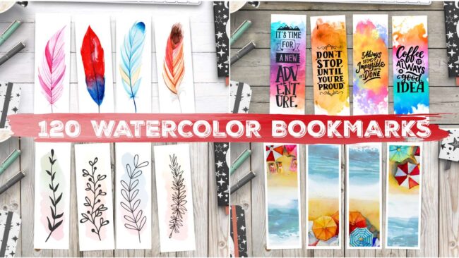 120 Free Watercolor Bookmarks