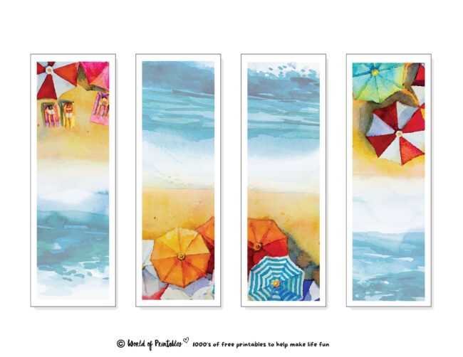 Beach Watercolor Bookmarks