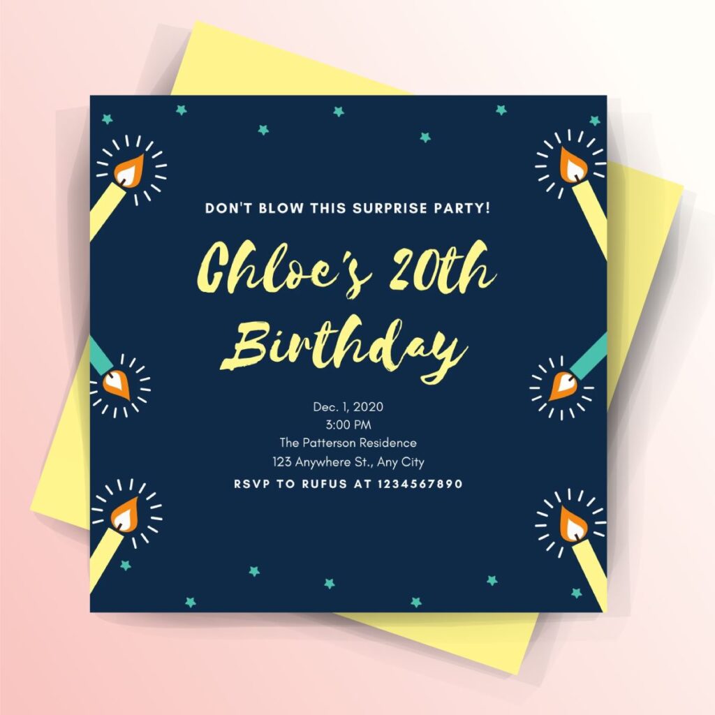 Birthday Candles Surprise Party Invitation