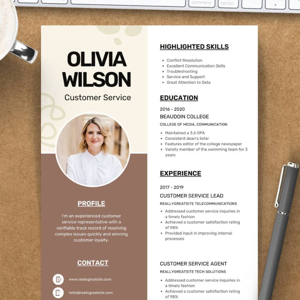 Brown Organic Abstract Professional Resume Template