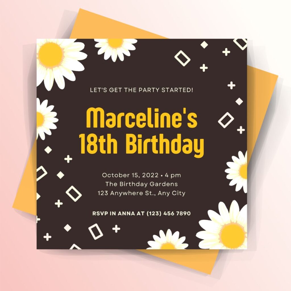 Brown and Yellow Illustrated Party Birthday Invitation