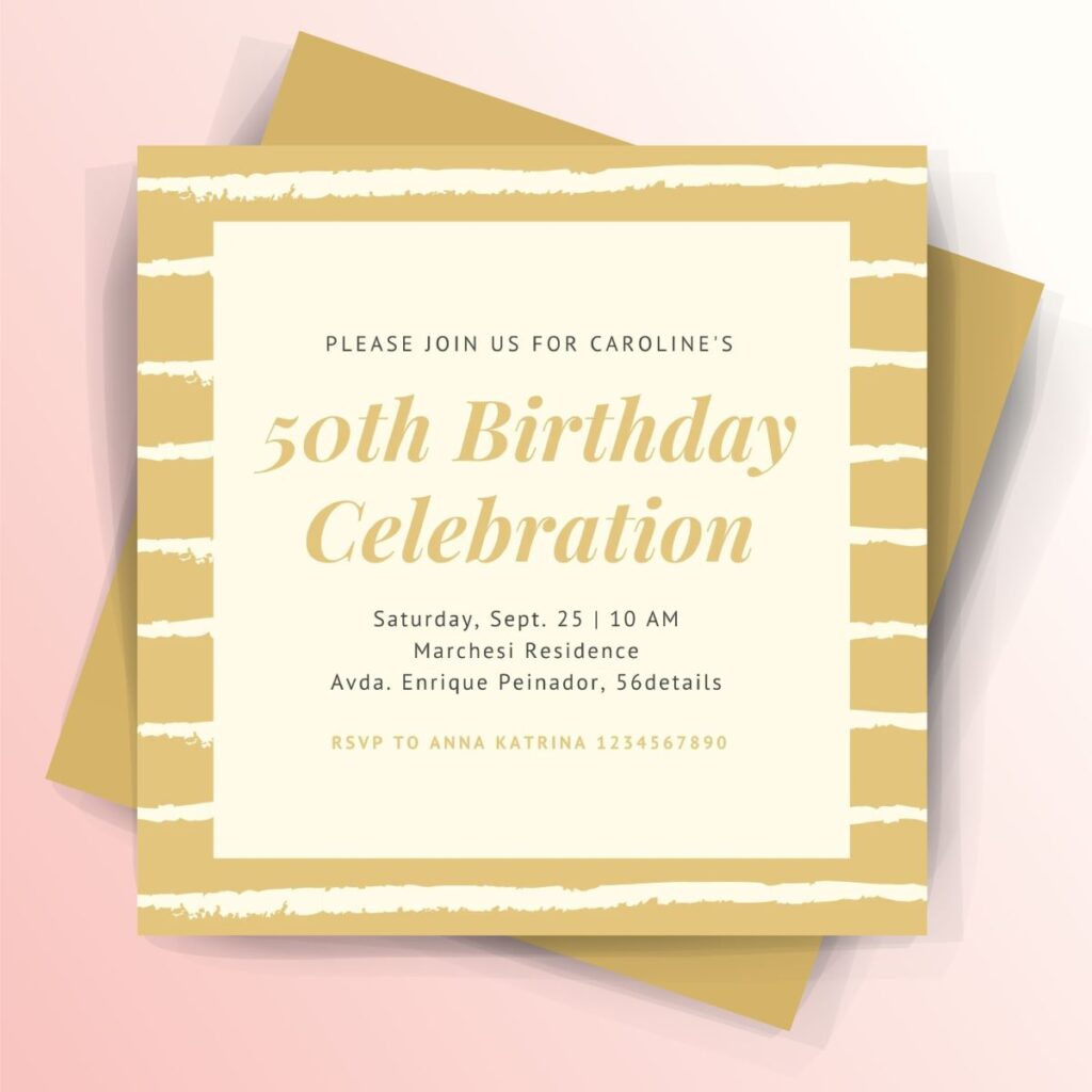 Cream 50th Birthday Invitation