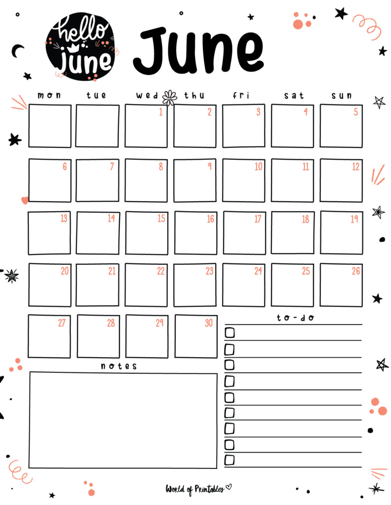 Cute June 2022 Planner Calendar