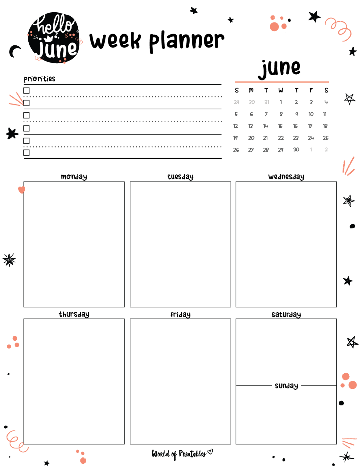 June 2022 Planner Set Free Calendar & Planner Printables World of
