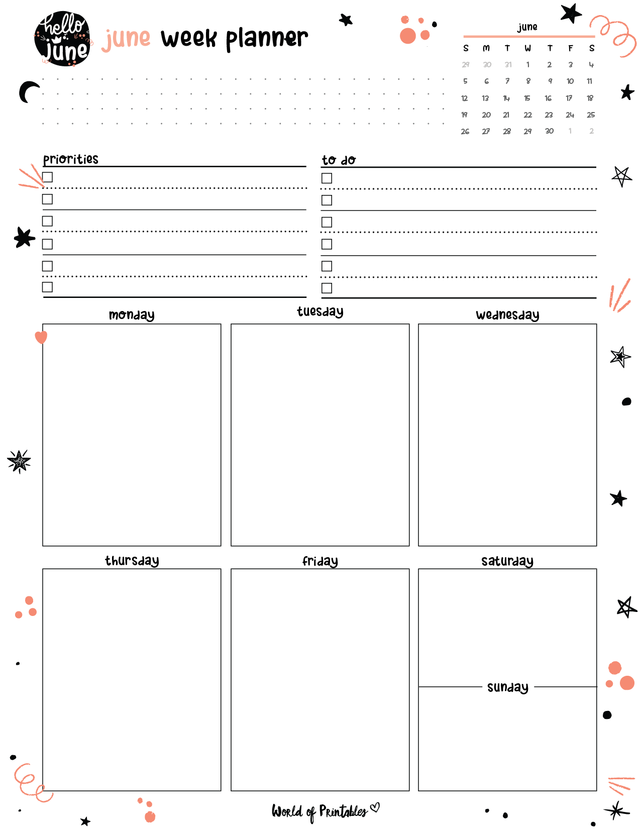 June 2022 Planner Set Free Calendar & Planner Printables World of