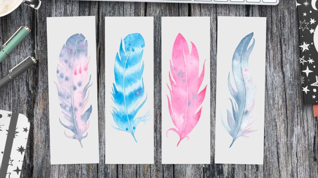 Example of Pastel Feather Watercolor Bookmarks