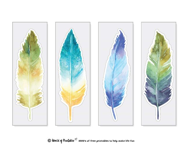 Feather Watercolor Bookmarks