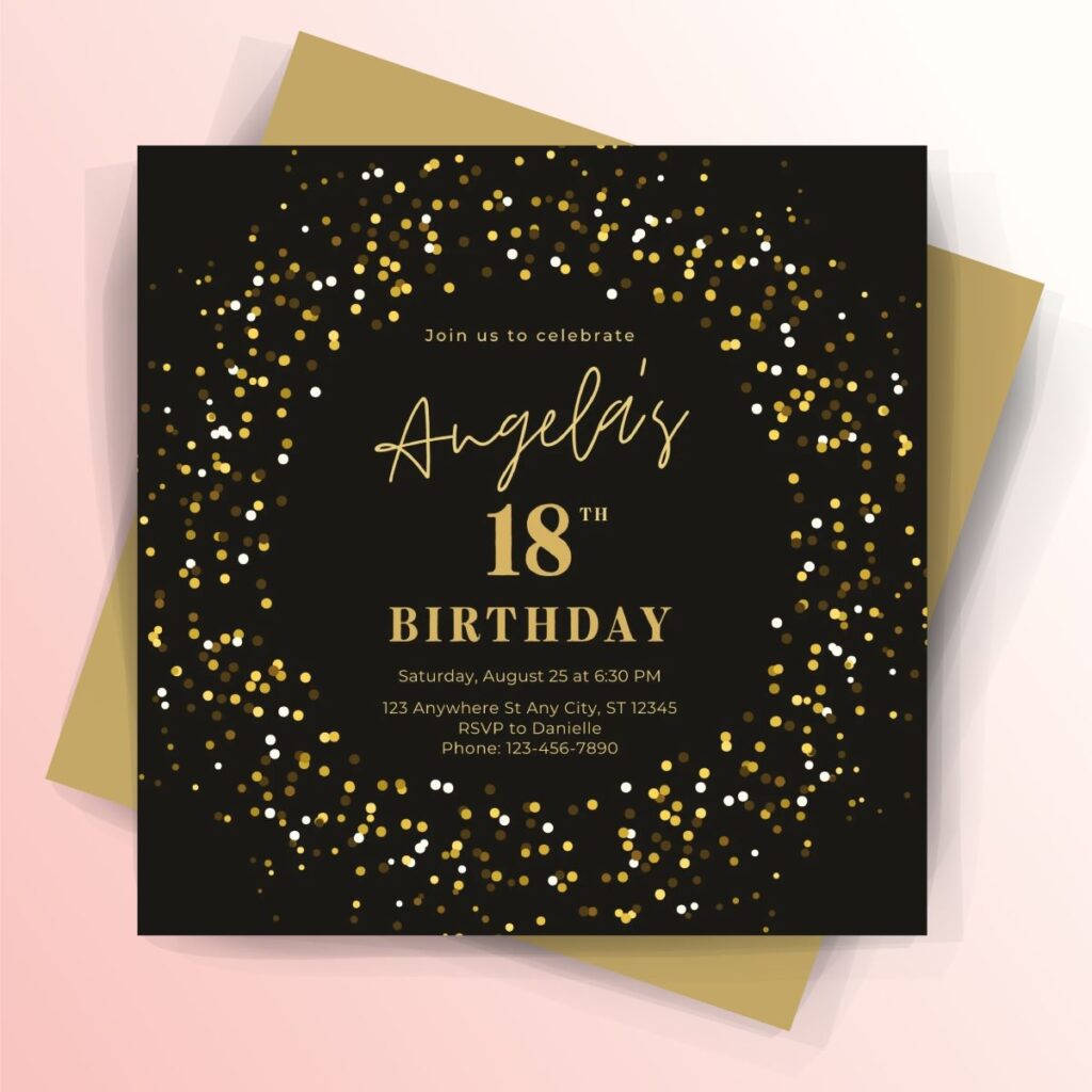 Gold Glitter 18th Birthday Invitation
