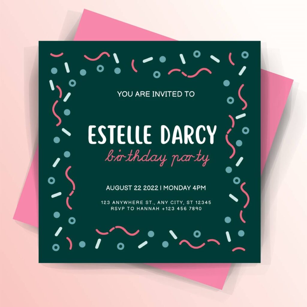 Green And Red Creative Birthday Party Invitation