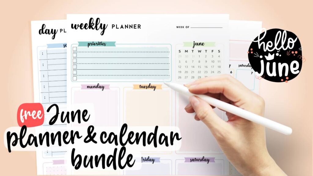June Planner Calendar Set
