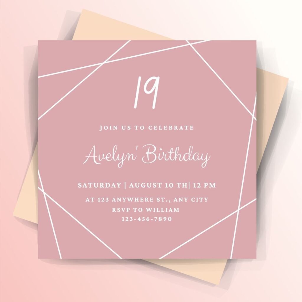 Pastel Abstract Line Birthday Invitation