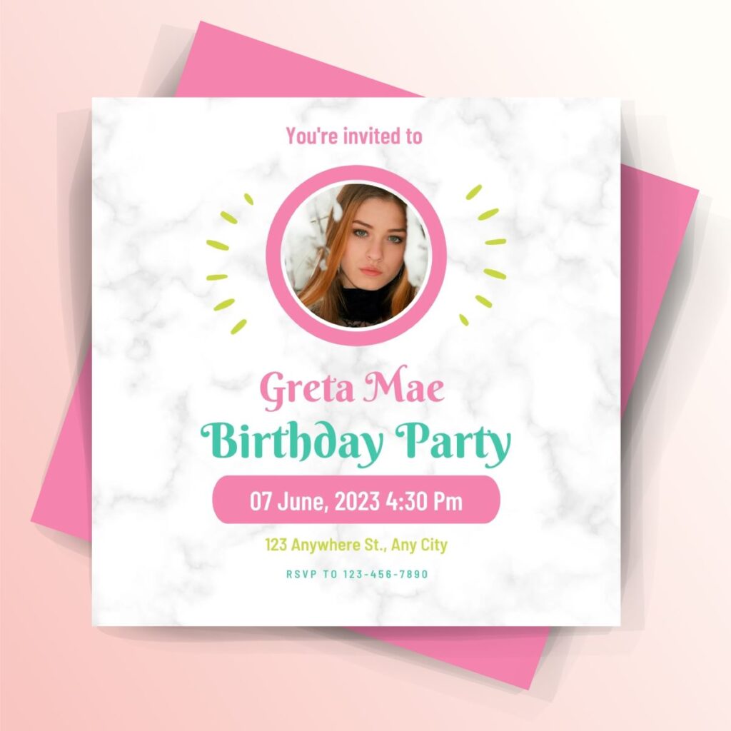 Pink And White Texture Birthday Invitation Instagram Post
