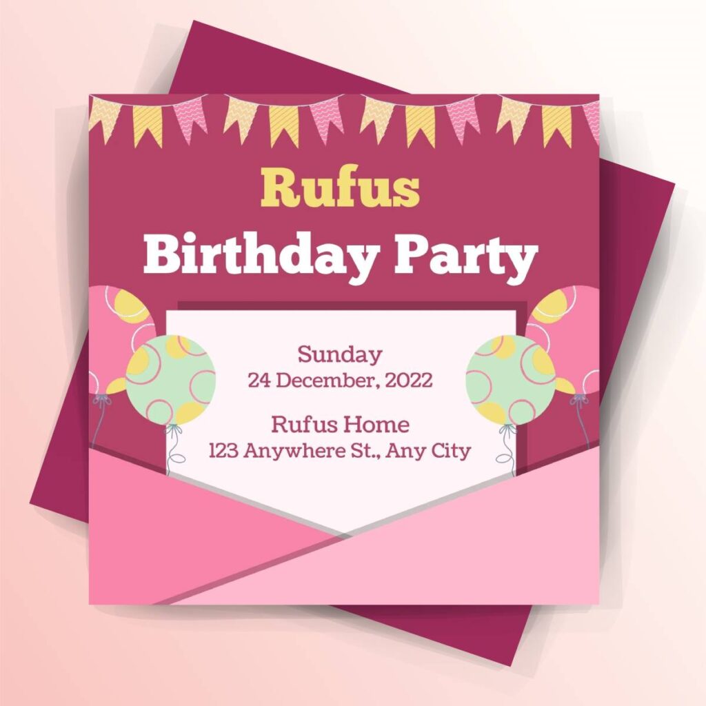 Pink and Yellow Playful Party Birthday Invitation