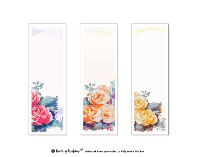 Rose Watercolor Bookmarks