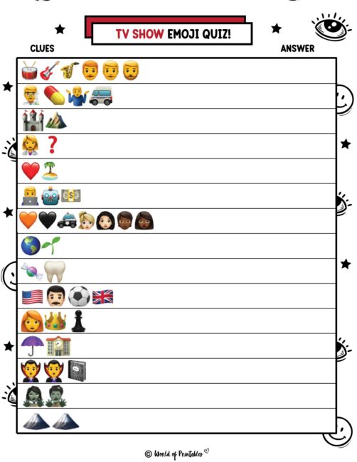 TV Show Printable Emoji Quiz