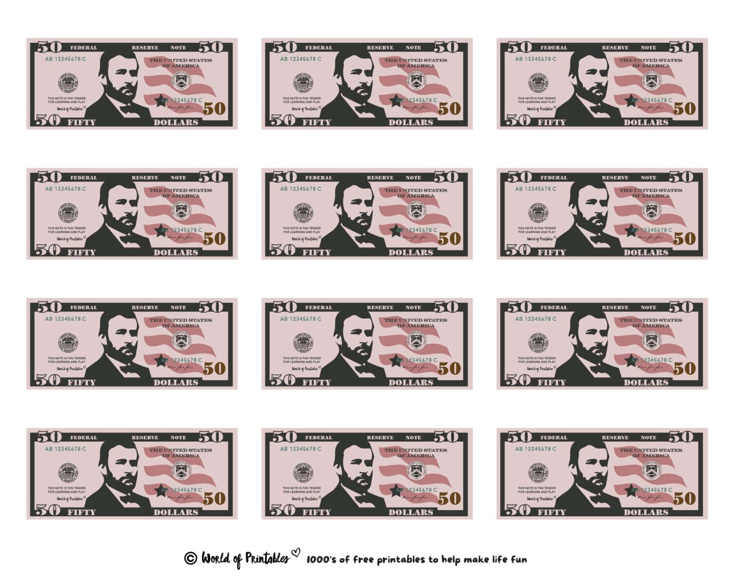 Printable Play Money - Play & Learn! - World of Printables