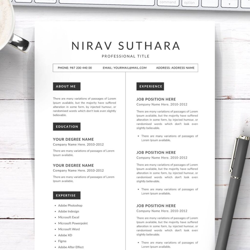 White and Clean Minimalist Resume Template